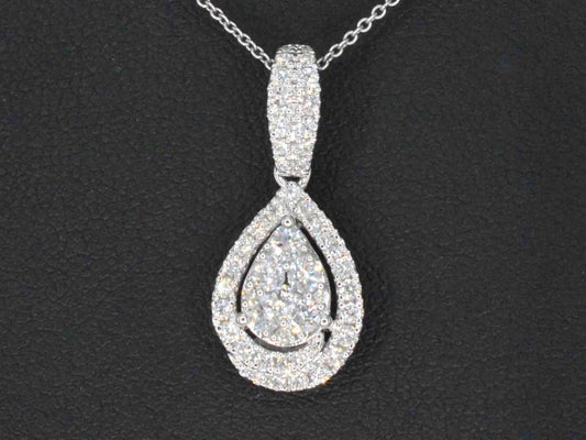 Witgouden hanger met diamanten pear shape