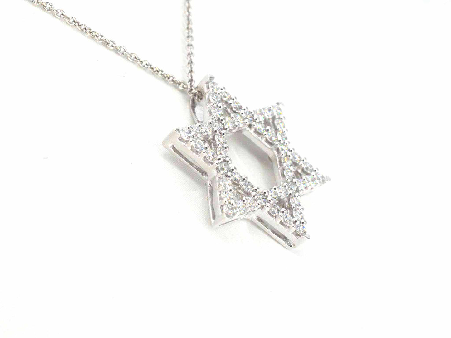 Witgouden davidster hanger met diamanten