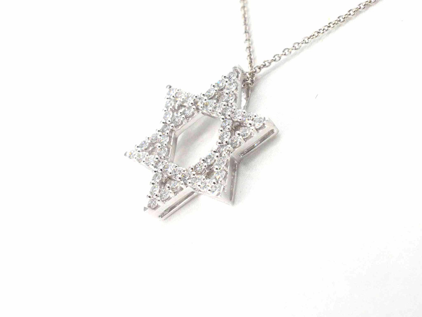 Witgouden davidster hanger met diamanten