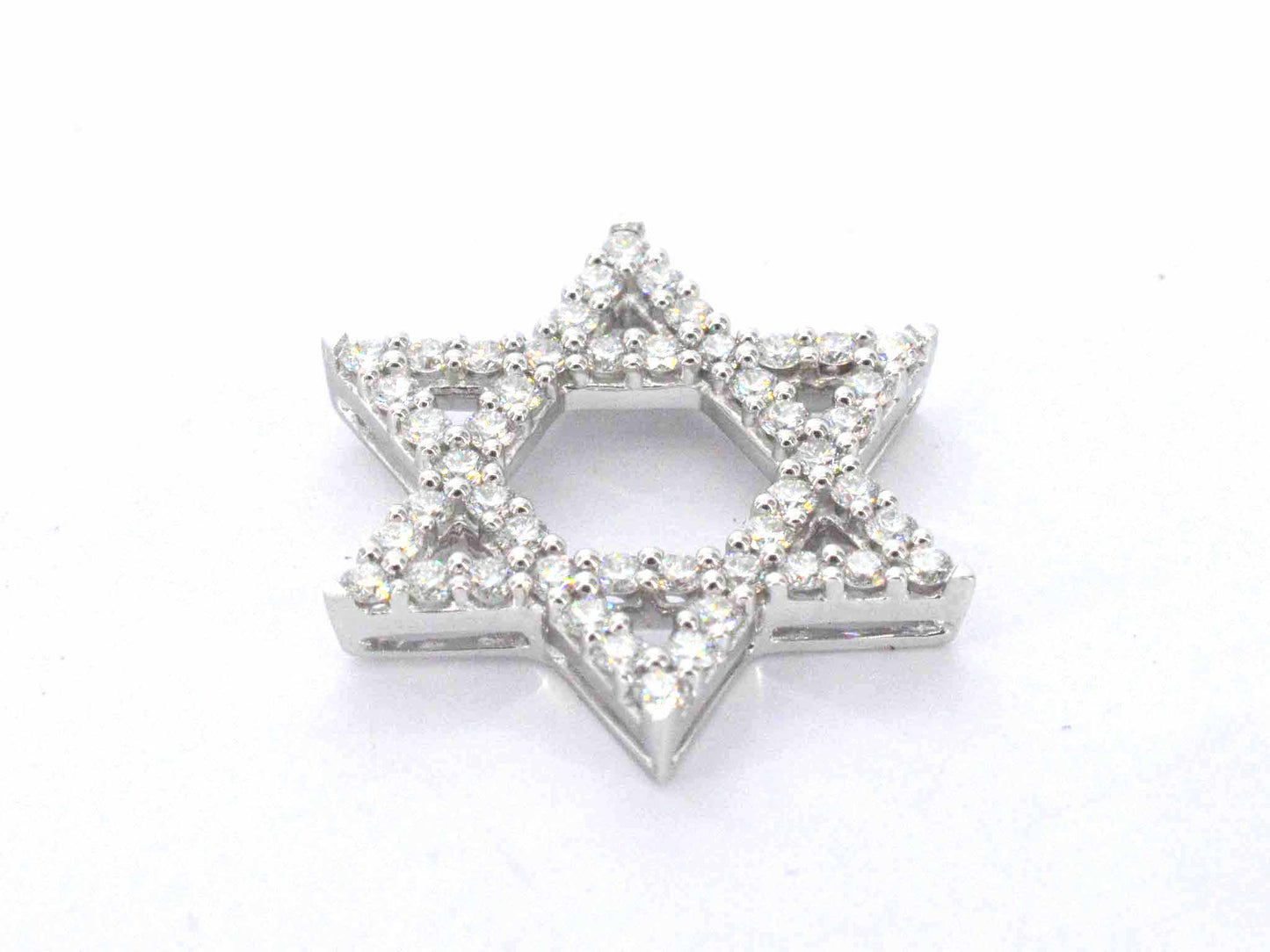 Witgouden davidster hanger met diamanten