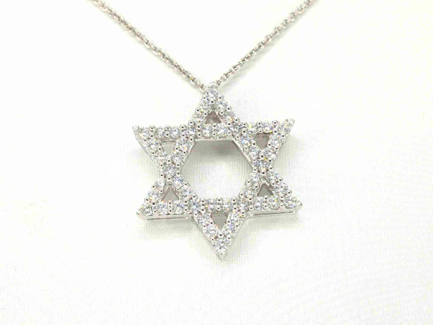 Witgouden davidster hanger met diamanten