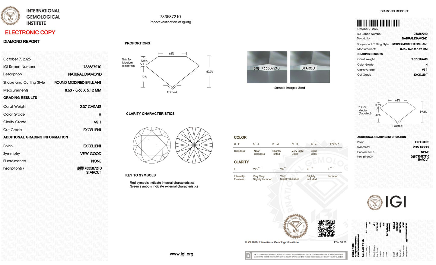 Diamant - 2.37 carat echte natuurlijke Starcut Briljant geslepen diamant (gecertificeerd)