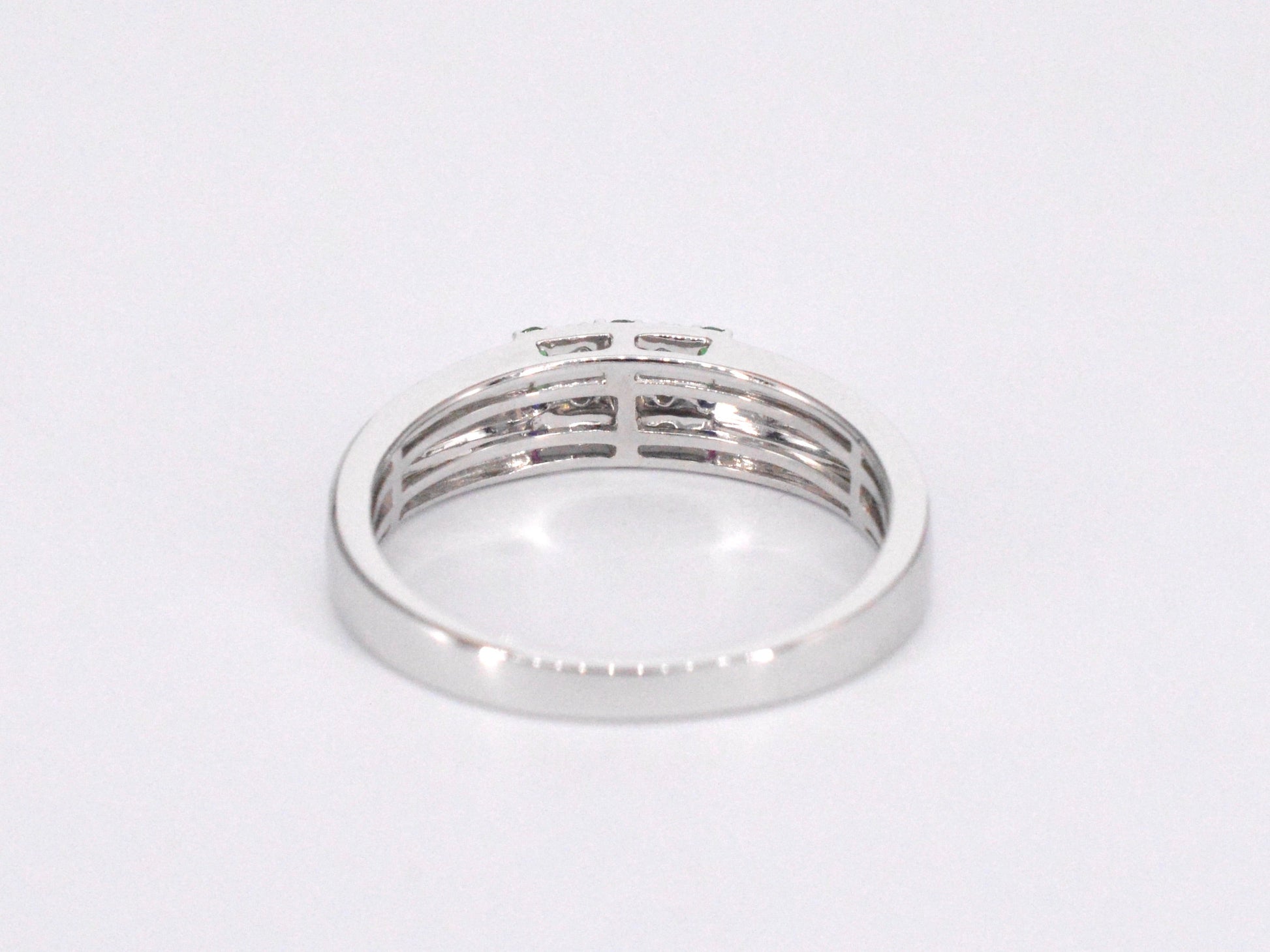 Witgouden ring met diamant en multicolour edelstenen 2043-8