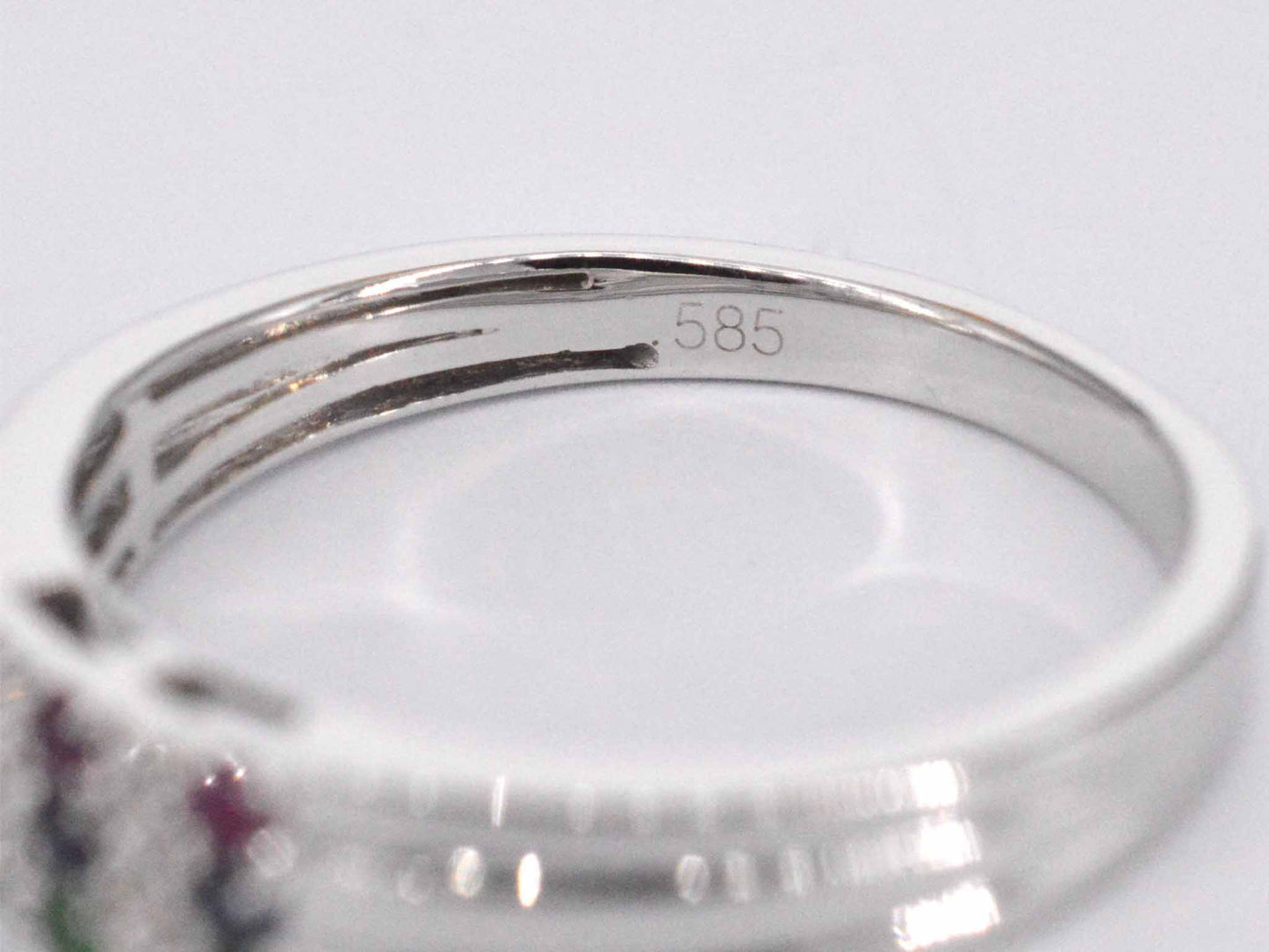 Witgouden ring met diamant en multicolour edelstenen 2043-12