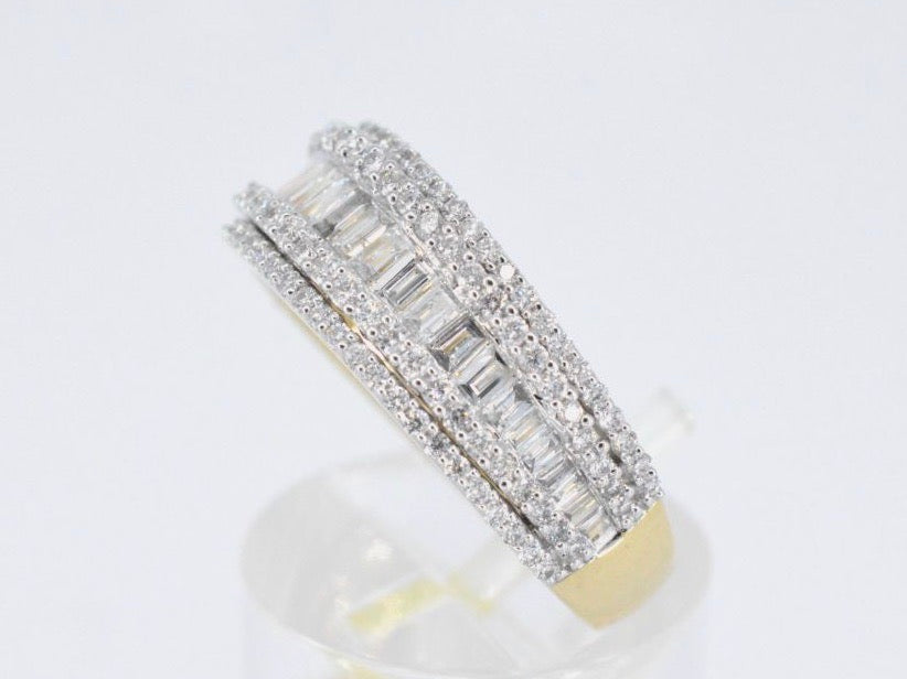 Gouden band ring met vijf rijen van diamant 1.00 carat