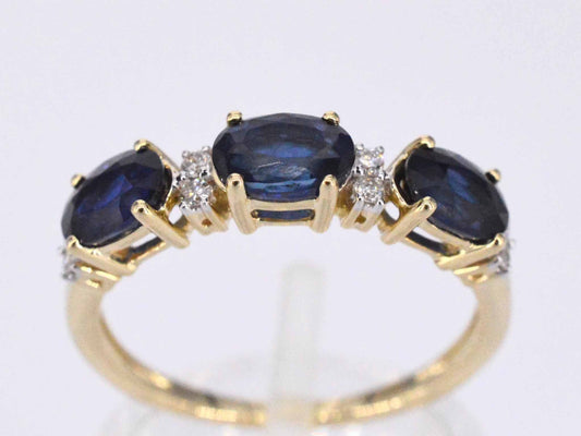 Gouden ring met diamanten en saffier 2123-9