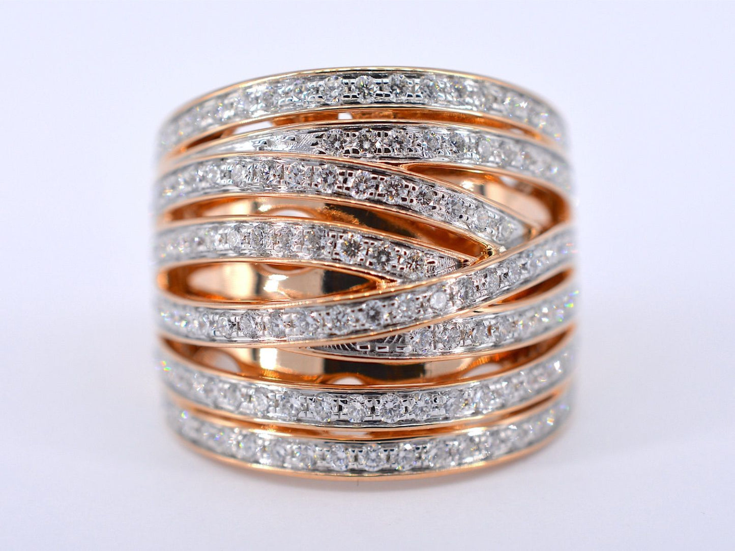 Rosegouden design ring met briljanten diamanten