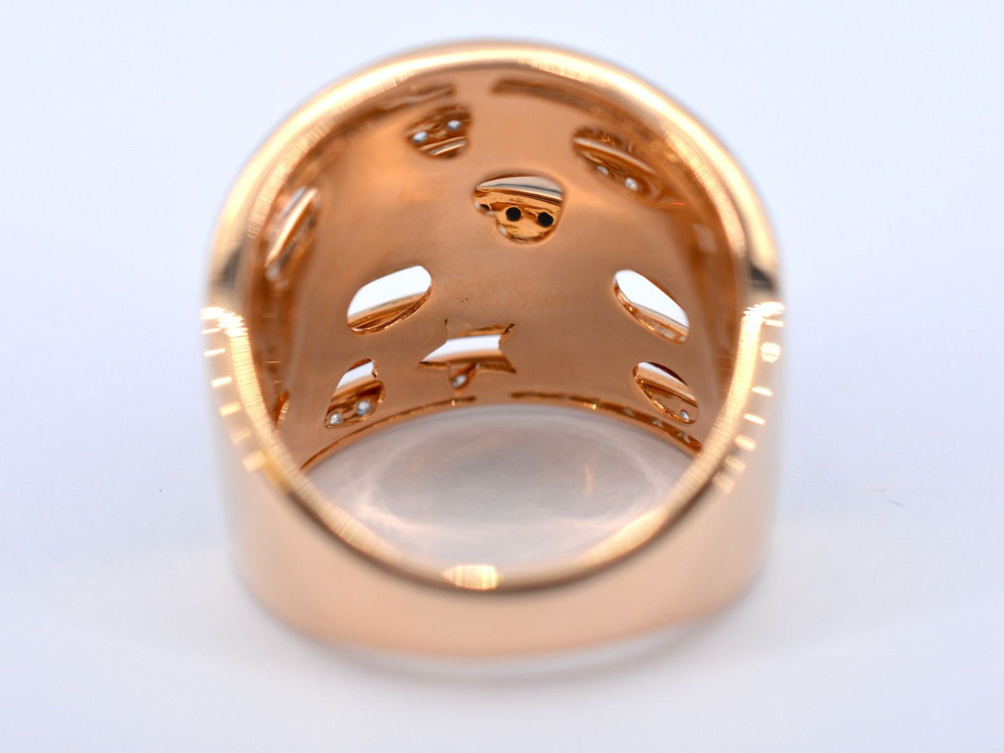 Rosegouden design ring met witte en zwarte briljanten diamanten 2179-5