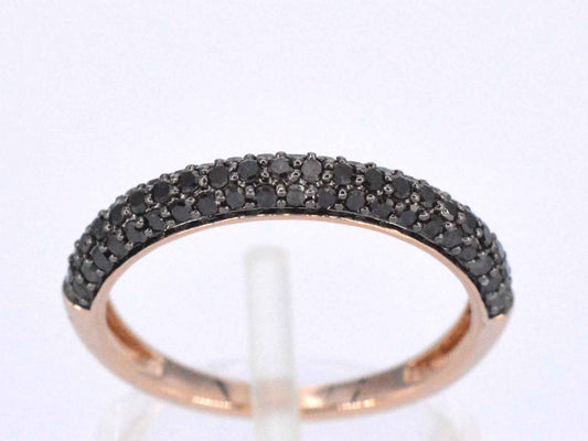 Rosegouden ring met zwarte briljanten diamanten