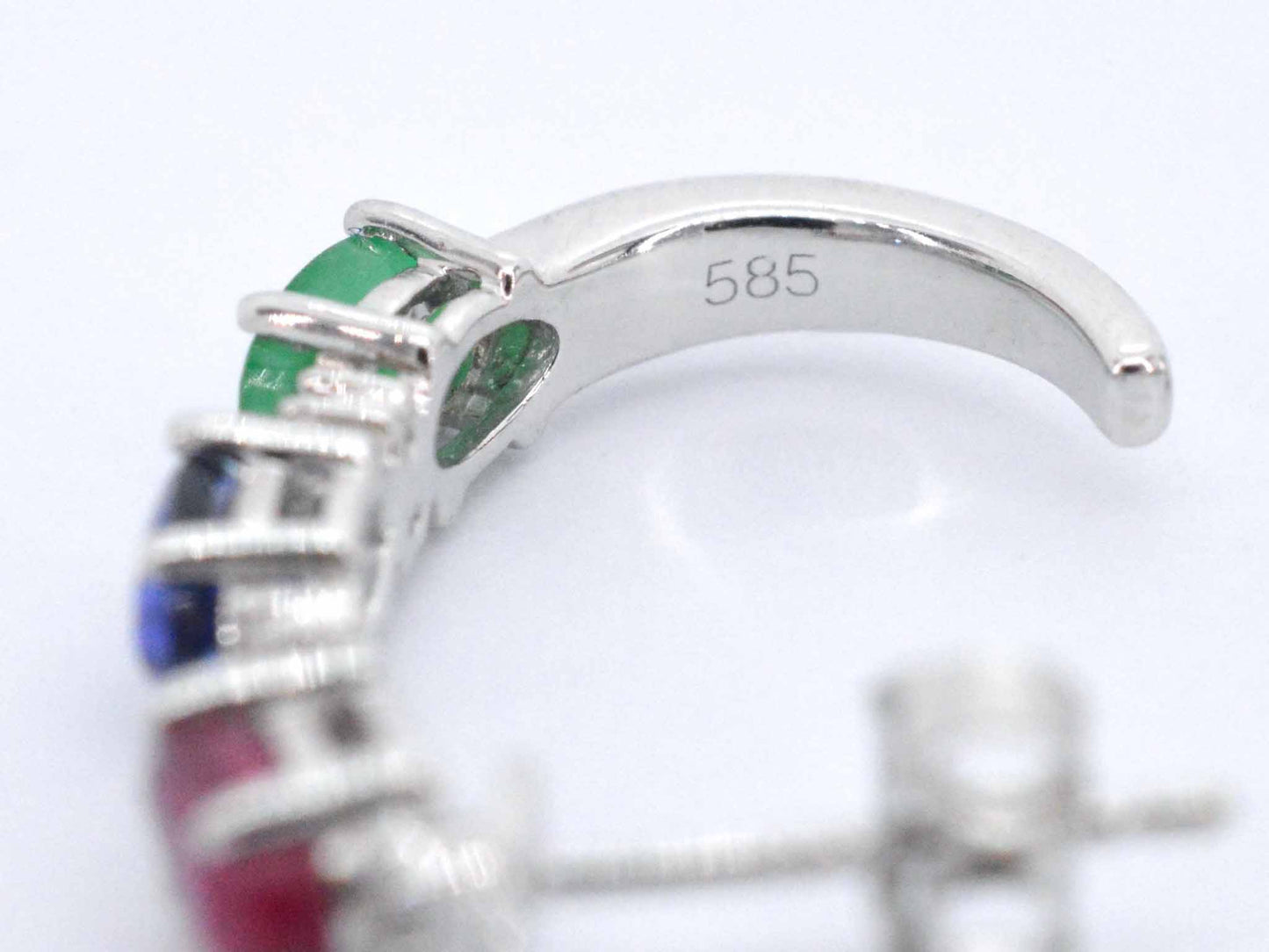 Witgouden oorbellen met multicolour edelstenen en diamant 2274-5