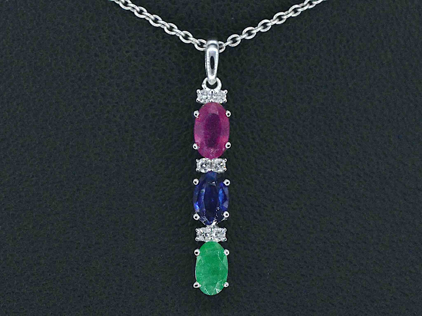 Witgouden hanger met multicolour edelstenen en diamant