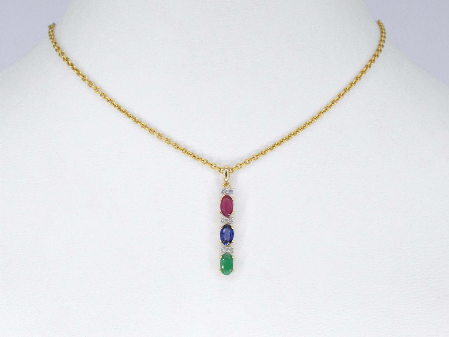 Gouden hanger met multicolour edelstenen en diamant
