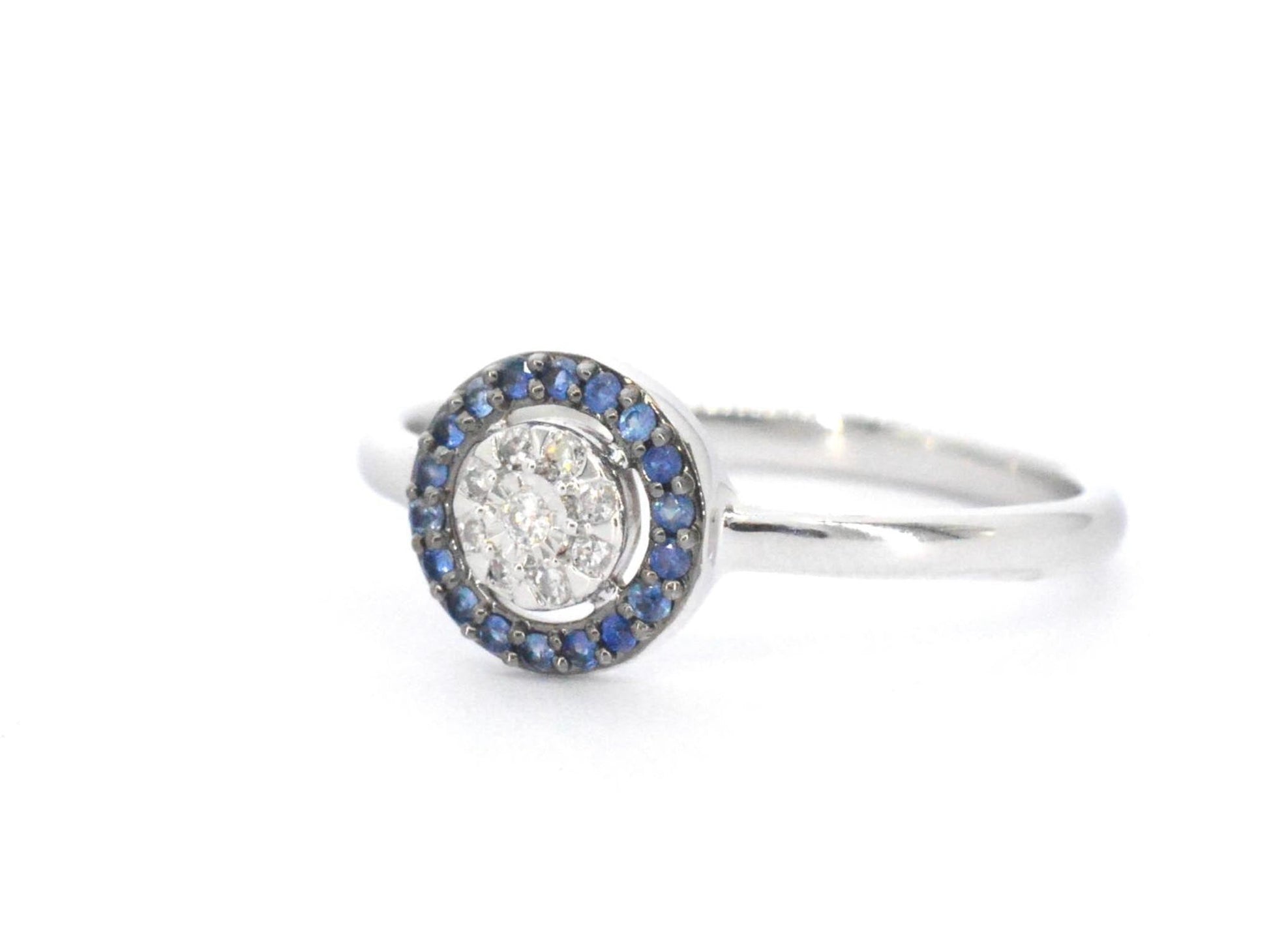 Witgouden ring met diamanten en saffieren 2314-6