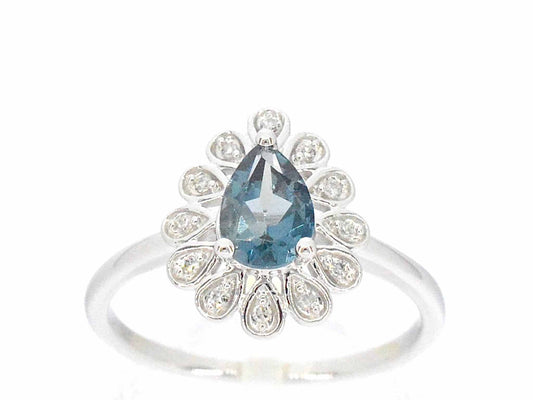 Witgouden ring met diamanten en topaas 2316-8