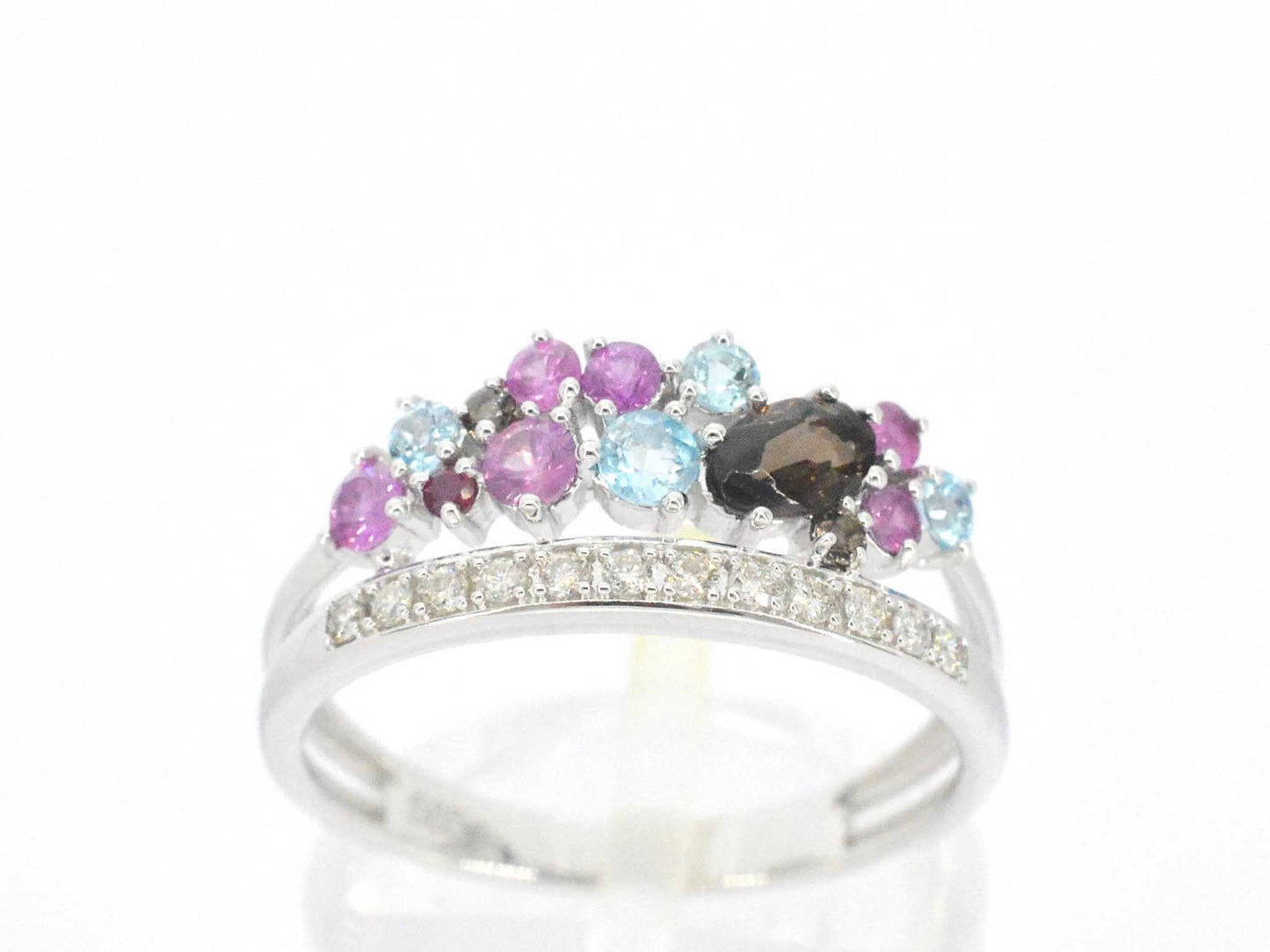Witgouden ring met diamanten en mooie edelstenen 2317-8
