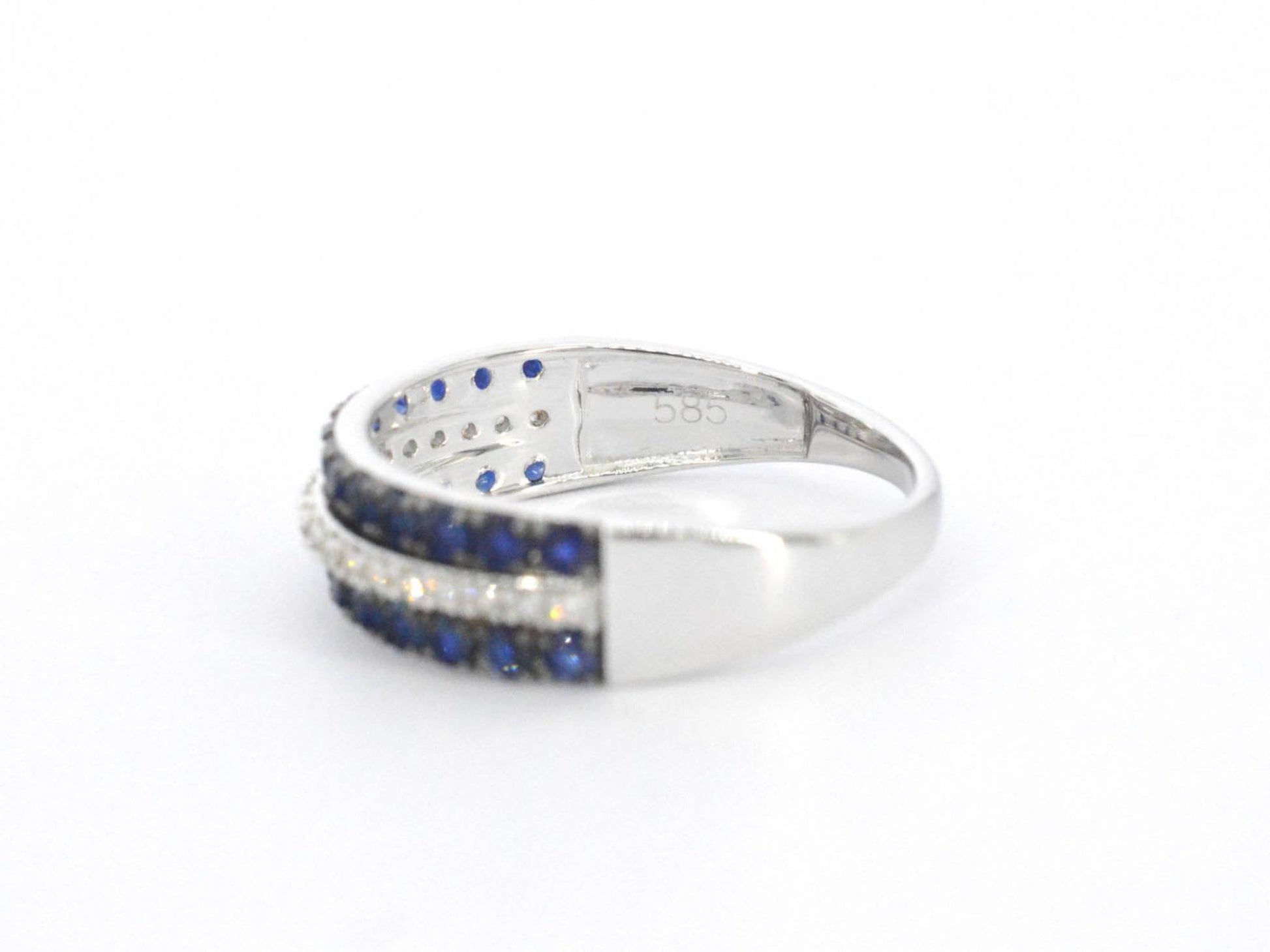 Witgouden ring met diamanten en saffieren 2318-8