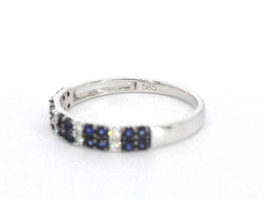 Witgouden ring met diamanten en saffieren