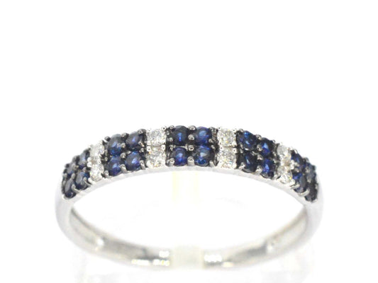 Witgouden ring met diamanten en saffieren