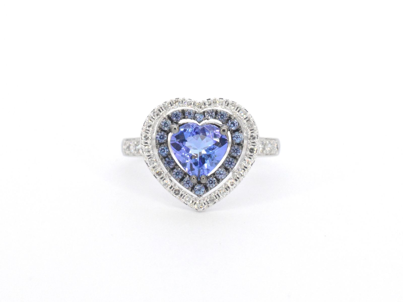 Witgouden ring met diamanten en tanzaniet 2326-8