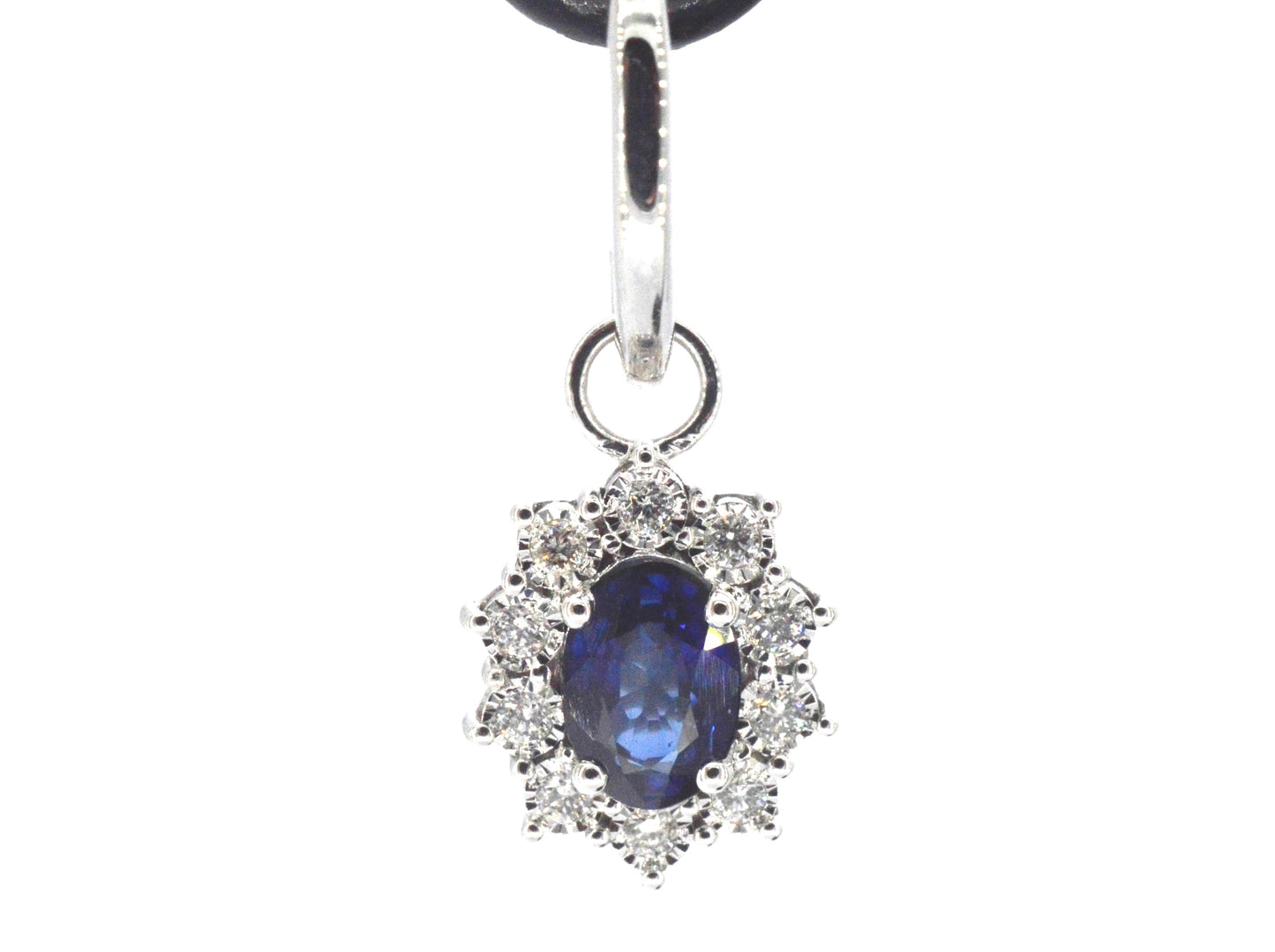 Witgouden oorhangers met natuurlijke diamanten en blauwe saffieren
