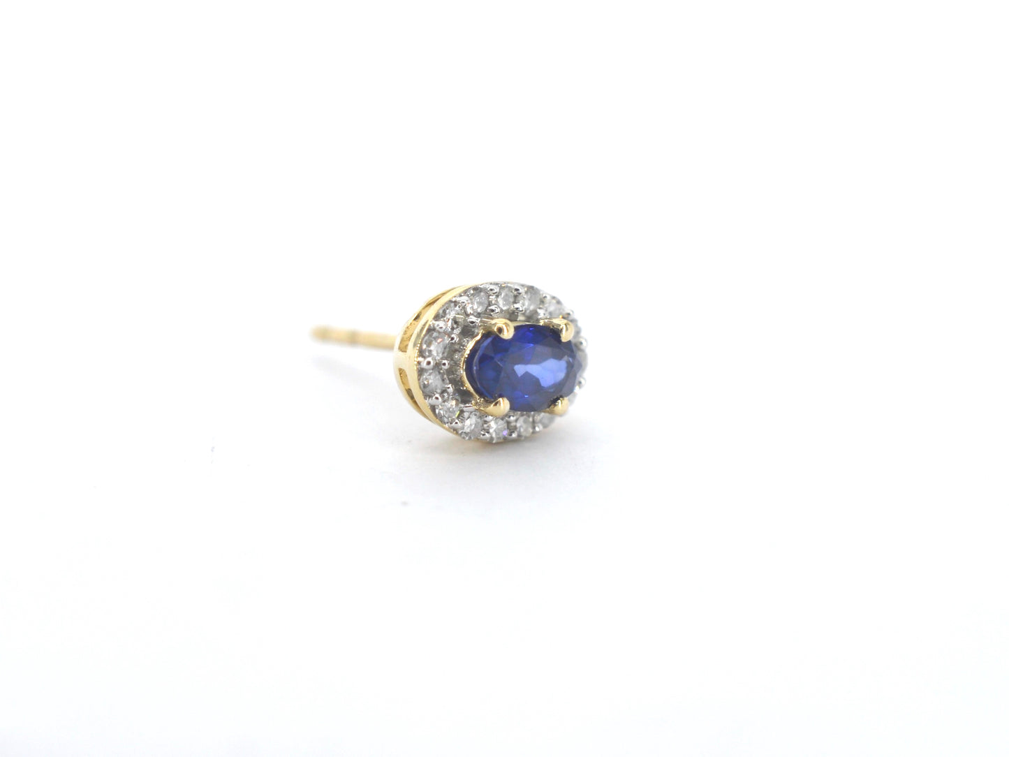 Gouden oorbellen met diamanten en saffier