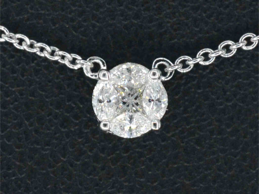 Witgouden ketting en hanger met diamant