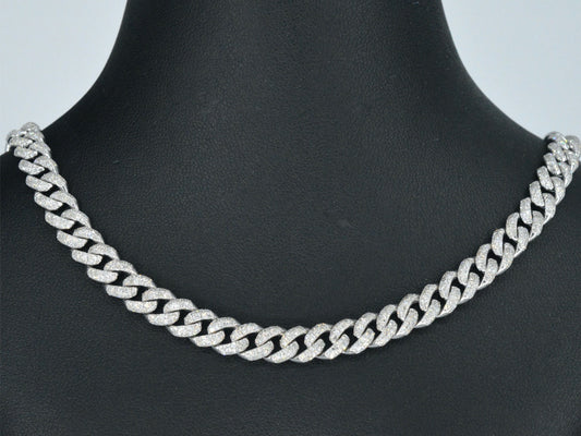 Witgouden cuban ketting vol met diamanten 8.50 carat