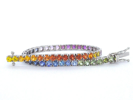 Gouden tennisarmband met 8.50 carat saffieren