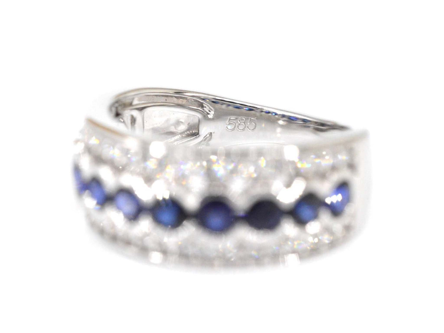 Witgouden pave ring met diamanten en saffier