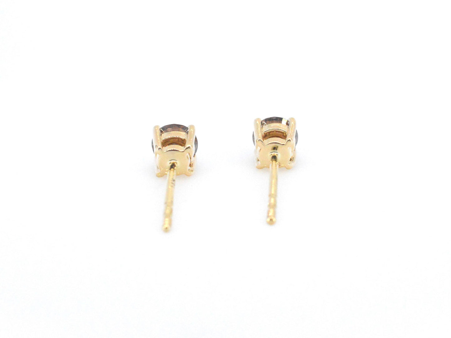 Gouden solitair oorbellen met cognac diamanten