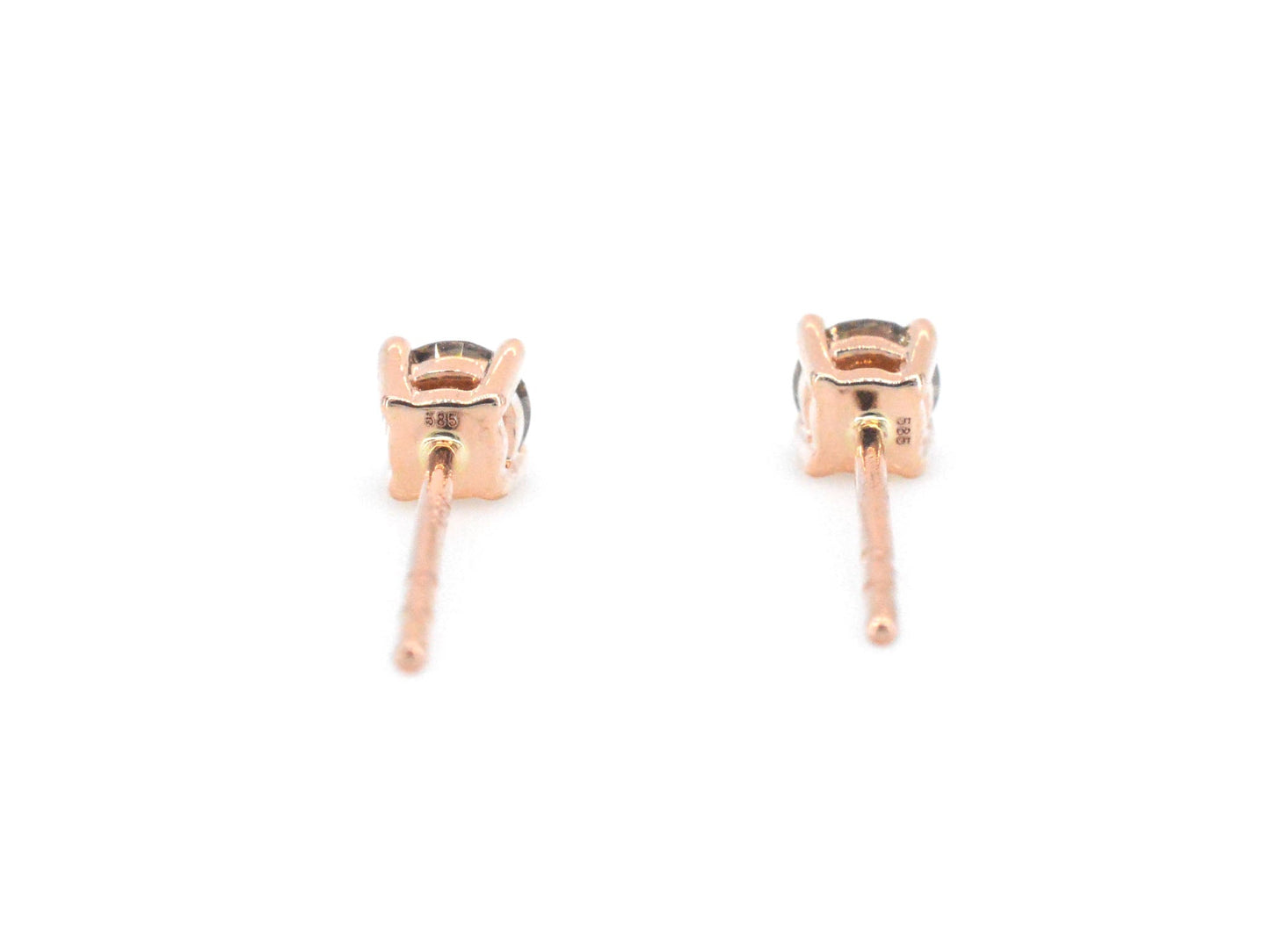 Rosegouden solitair oorbellen met cognac diamanten