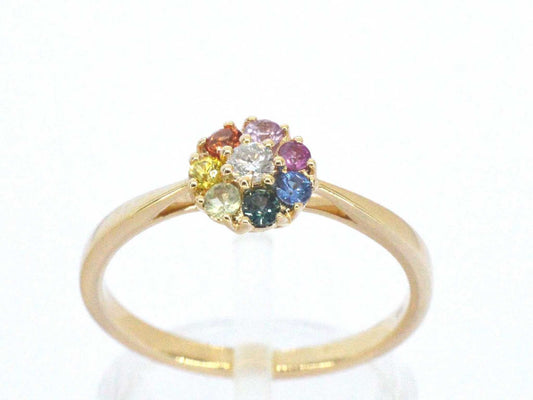 Gouden ring met diamant en multicolour saffieren