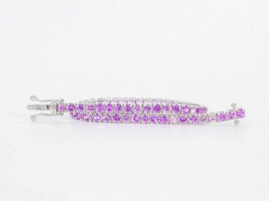 Gouden tennisarmband met 6.00 carat aan roze saffieren