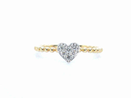 Gouden ring met een hartje vol gezet met diamanten
