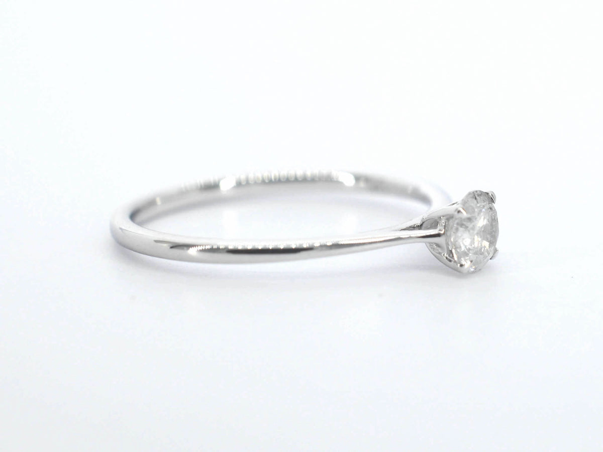 Witgouden ring solitair met natuurlijke briljant geslepen diamanten