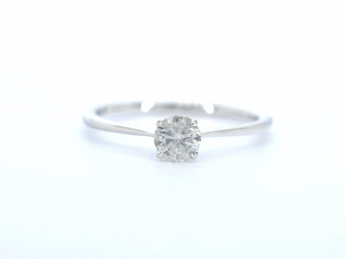 Witgouden ring solitair met natuurlijke briljant geslepen diamanten