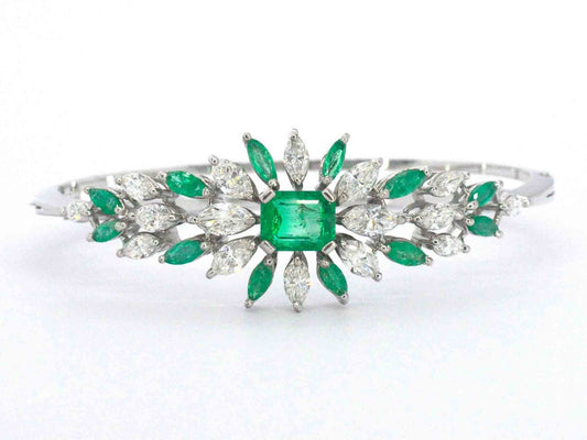Armband met hoge kwaliteit smaragden en marquise geslepen diamanten van hoge kwaliteit
