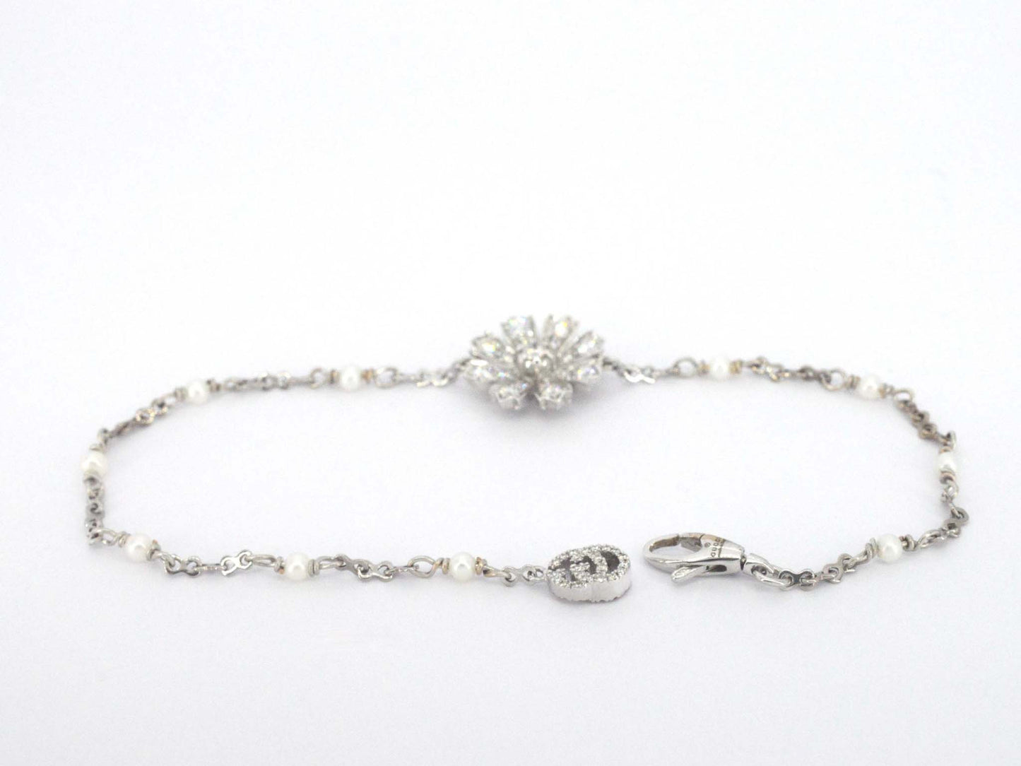 GUCCI "Flora" witgouden armband met diamanten en parels