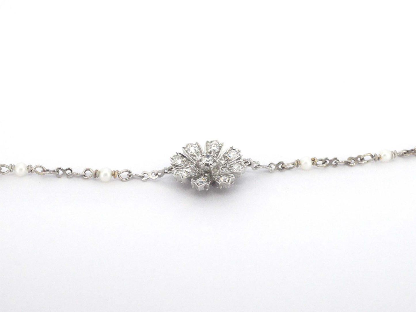 GUCCI "Flora" witgouden armband met diamanten en parels