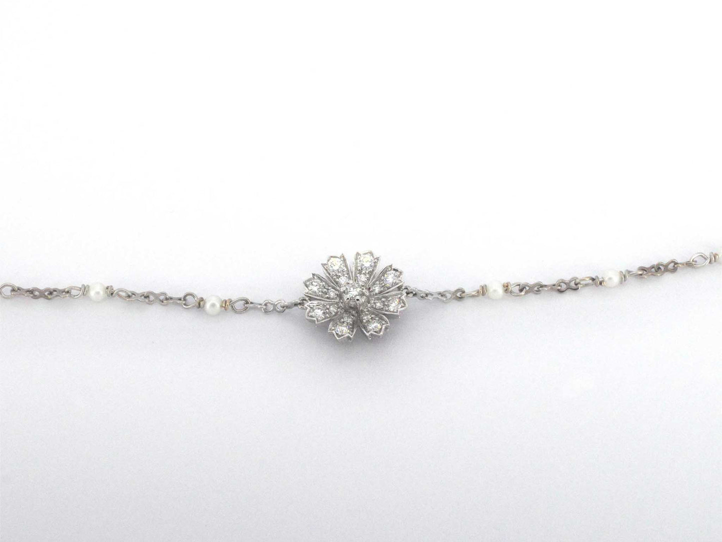 GUCCI "Flora" witgouden armband met diamanten en parels