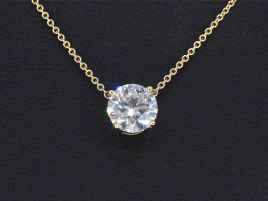 Gouden halsketting met een Briljant geslepen diamant van 1.00 carat