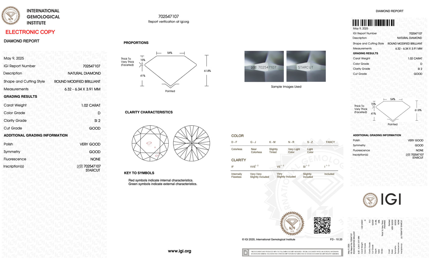 Diamant - 1.02 carat echte natuurlijke Starcut Briljant geslepen diamant (gecertificeerd)