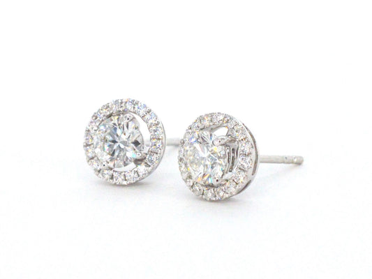 Witgouden oorbellen met briljant geslepen diamanten 1.00 carat