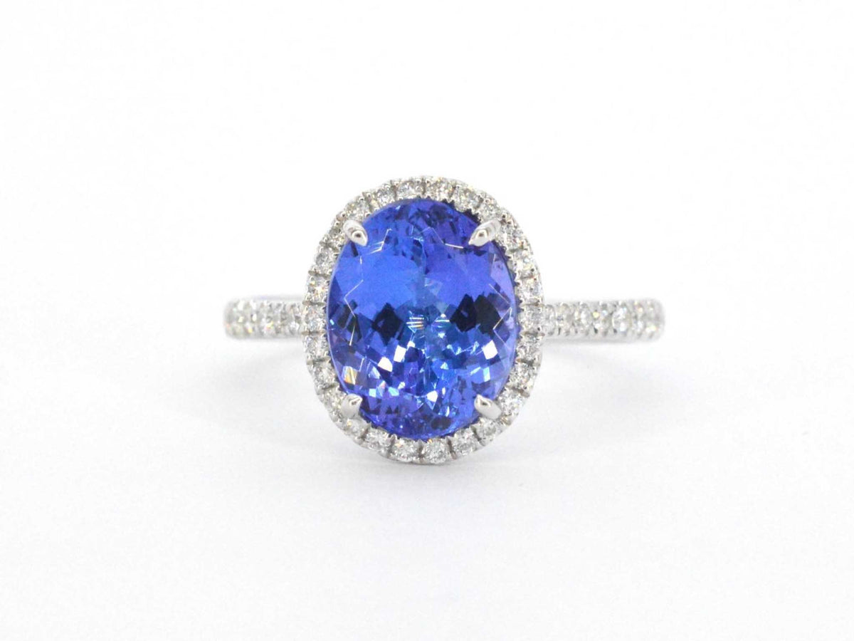 Gouden ring met diamant en tanzaniet