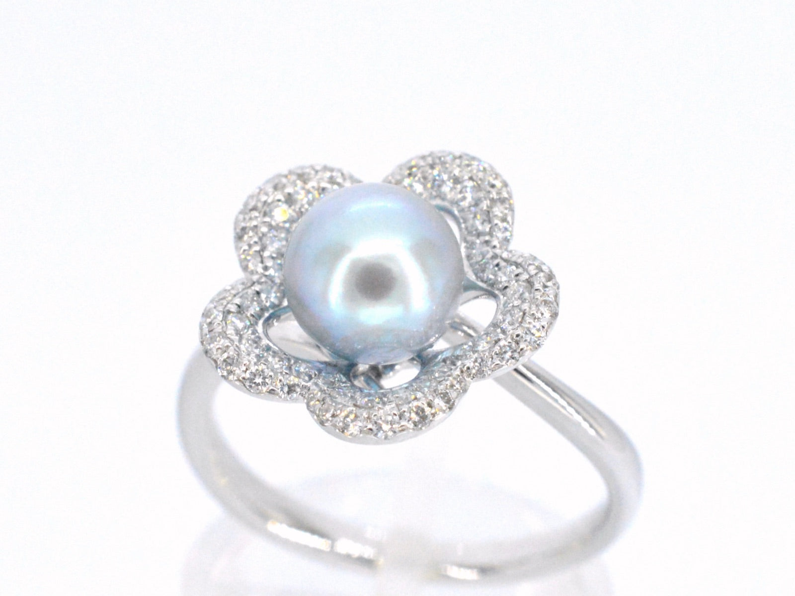 Gouden ring met diamant en parel 7191-1