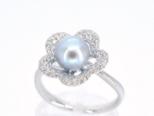 Gouden ring met diamant en parel 7191-1