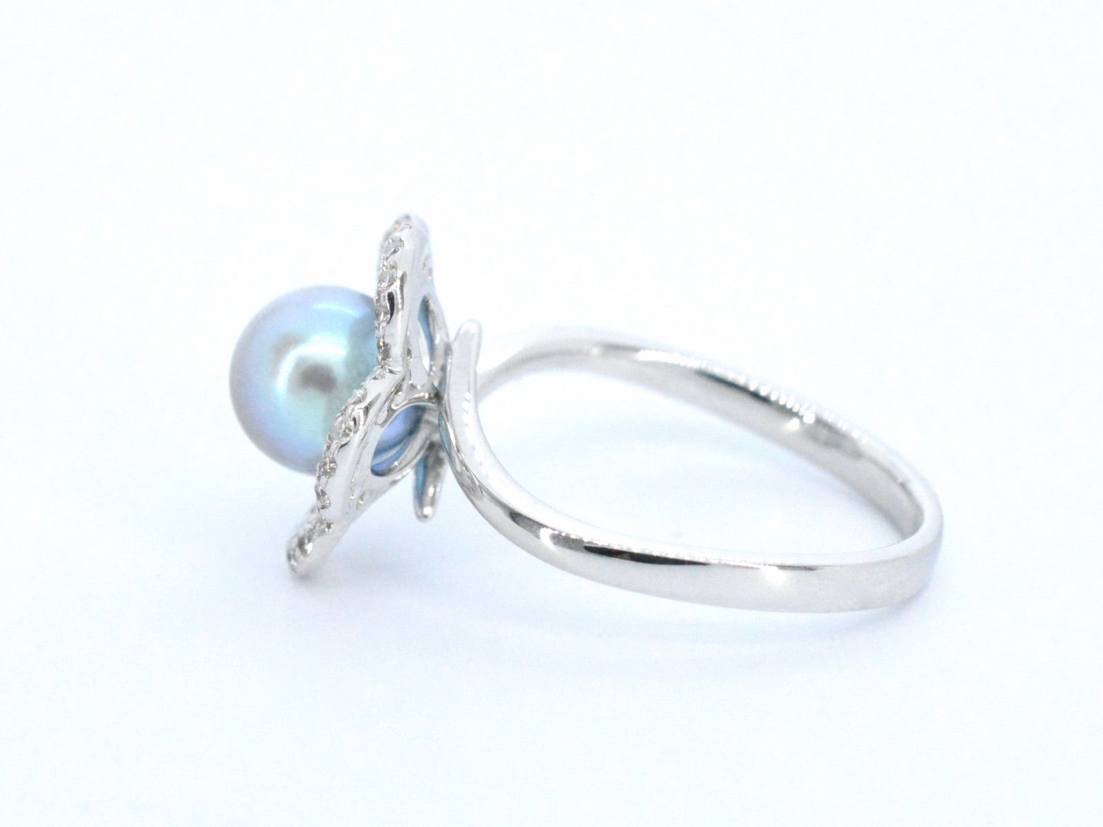 Gouden ring met diamant en parel 7191-3