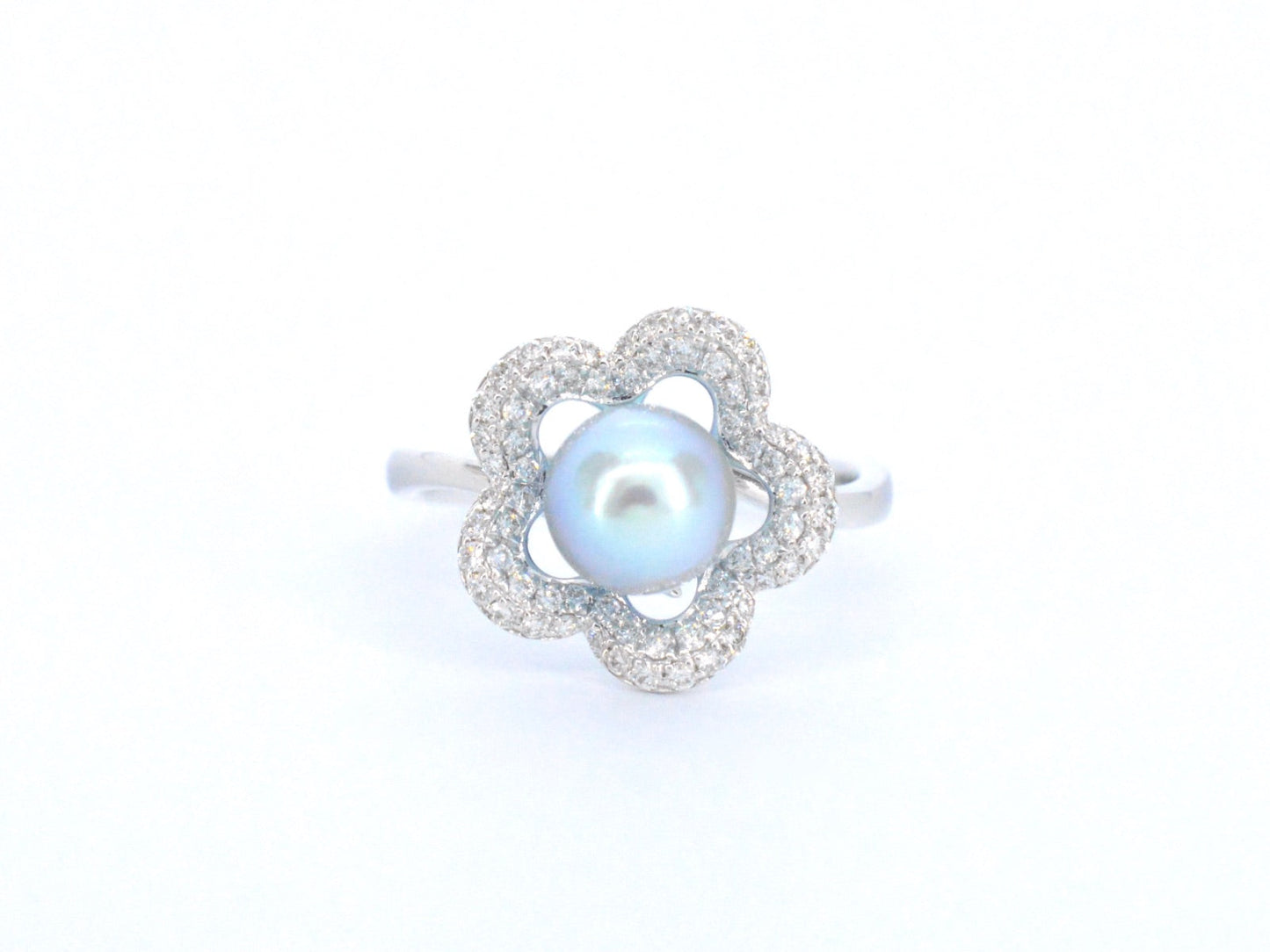 Gouden ring met diamant en parel 7191-4