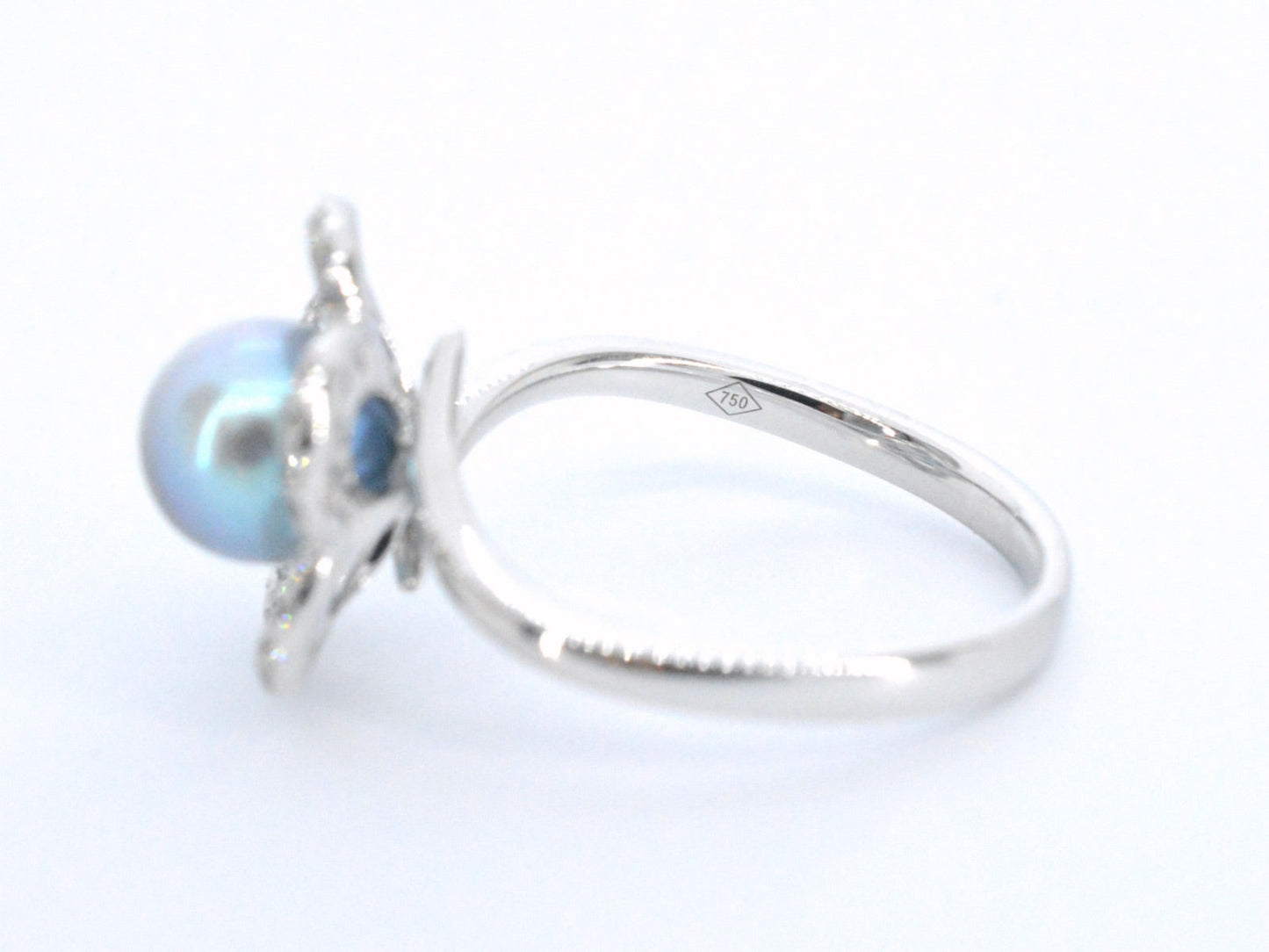 Gouden ring met diamant en parel 7191-7