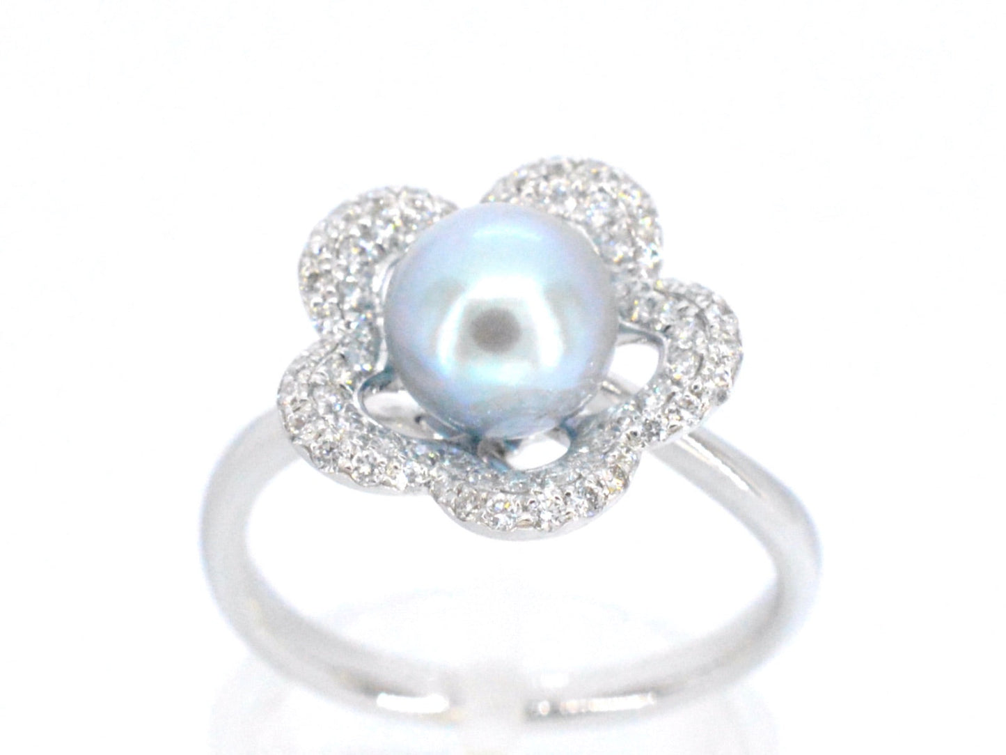 Gouden ring met diamant en parel 7191-8